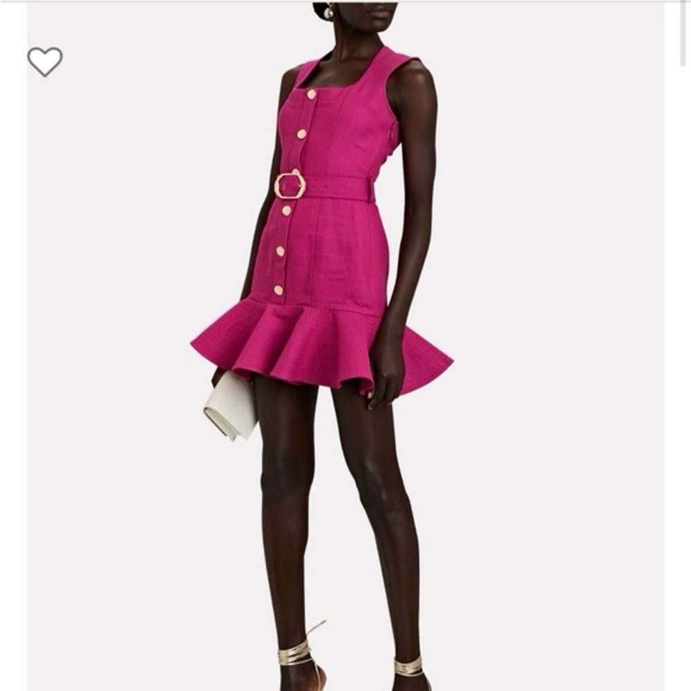 Acler Finsbury Belted Ruffle Mini Dress In Pink - AU 8 / US 4